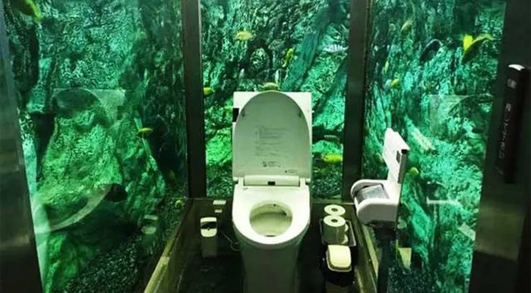 Japanese Café Gains Fame For Installing An Ocean Around Its Restroom