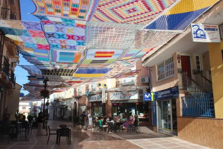 Unique And Colorful Sunshade Created By A Crochet Class In Spain 2